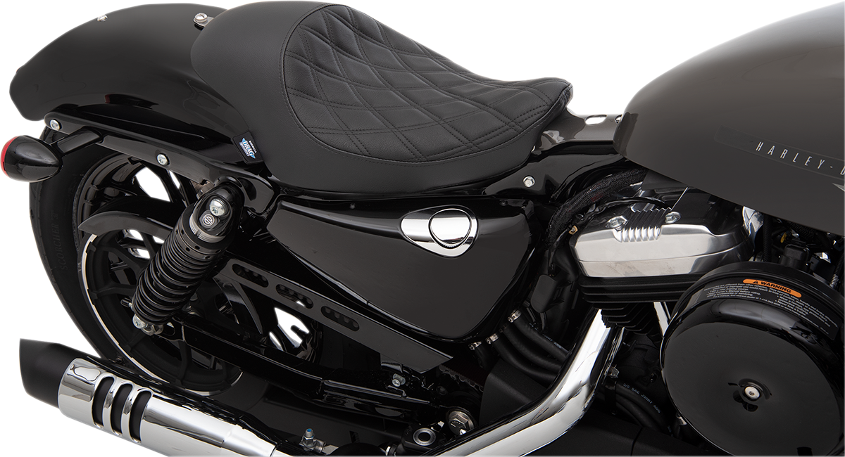DRAG SPECIALTIES SEATS 3/4 Solo Seat - Double Diamond - Black w/ Black Stitching - XL '04-'22 0804-0744