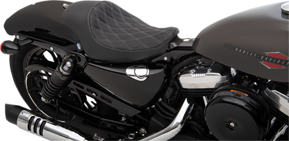 DRAG SPECIALTIES SEATS 3/4 Solo Seat - Double Diamond - Black w/ Silver Stitching - XL '04-'22 0804-0745