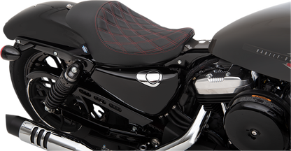 DRAG SPECIALTIES SEATS 3/4 Solo Seat - Double Diamond - Black w/ Red Stitching - XL '04-'22 0804-0746