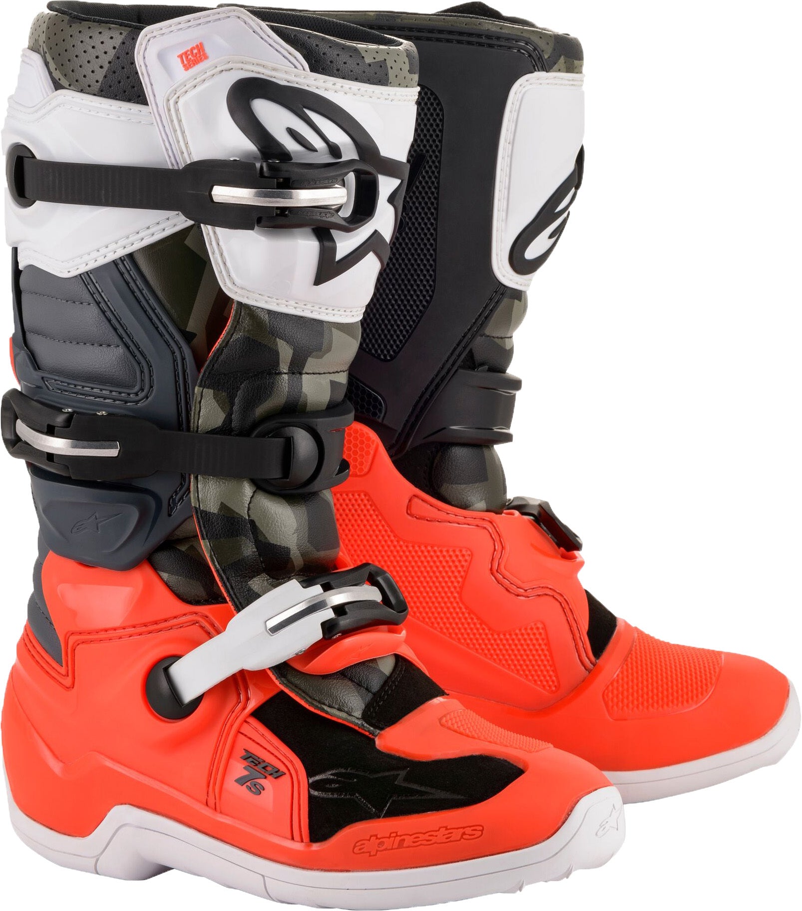 Tech 7s Magneto Boots Blk/Red Fluo/Wht/Gry Sz 07