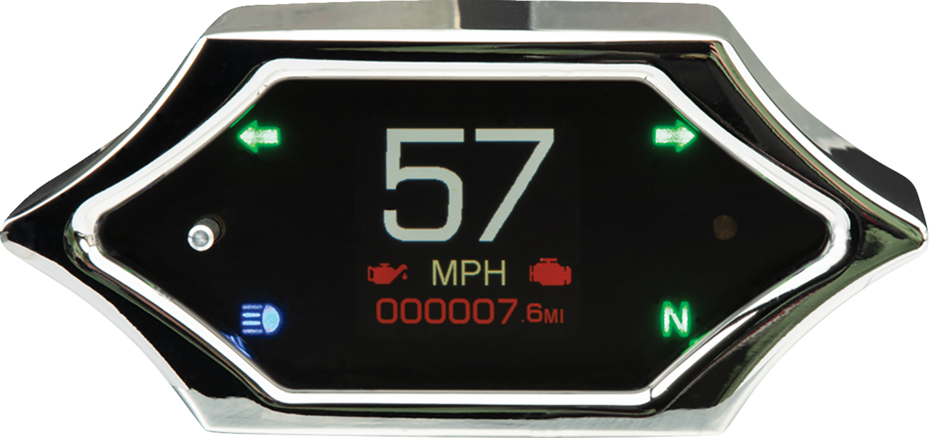 DAKOTA DIGITAL Handle Bar Mount Speedometer - With Signals - Spiked - Chrome MLX-5200