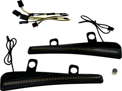 CUSTOM DYNAMICS Windshield Trim - LED - Turn Signal - Black - Smoke Lens CD-RG23-SWT-B