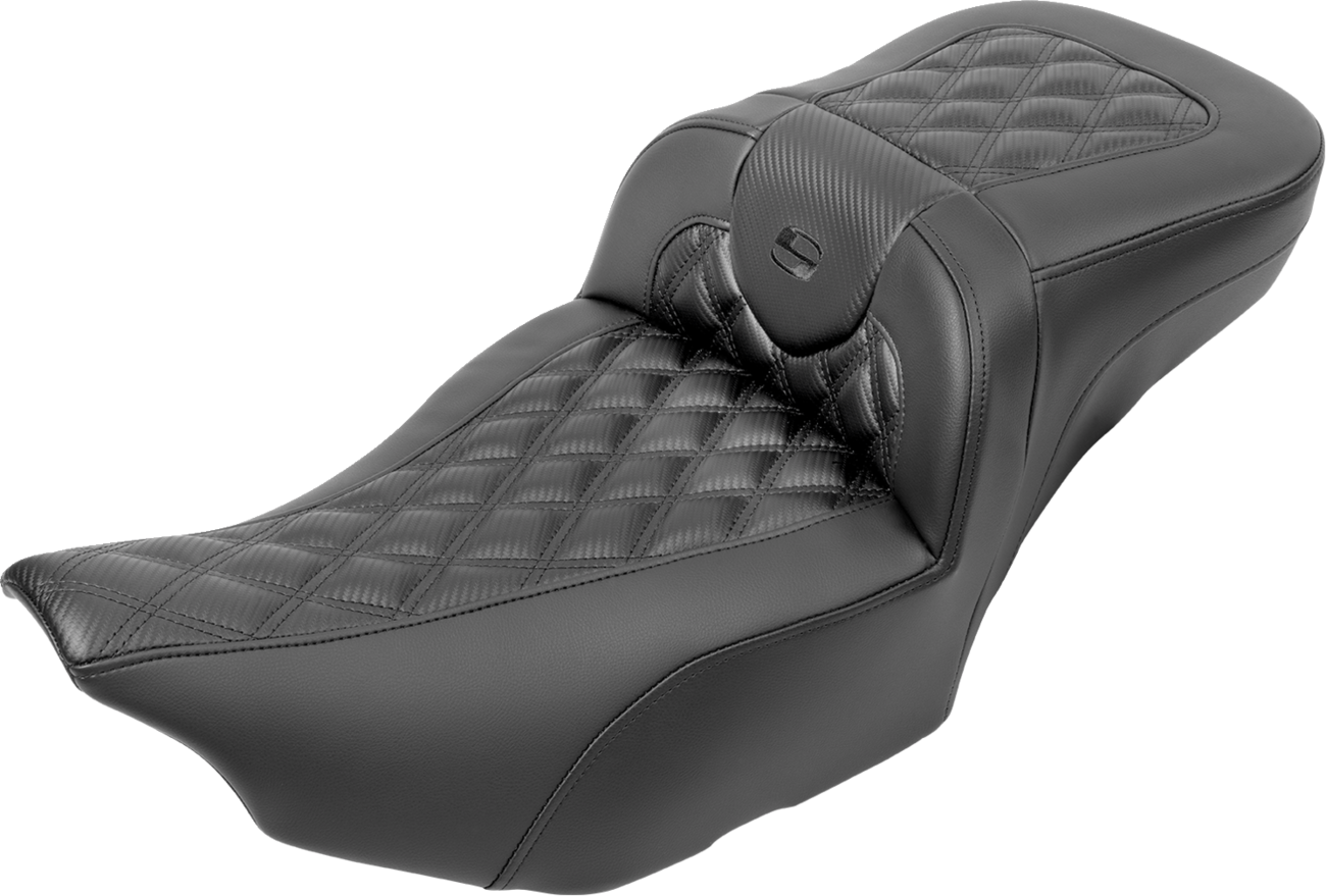 SADDLEMEN Roadsofa™ Extended Reach Seat - without Backrest - Carbon Fiber - Lattice Stitch - FLTR/FLHX '23-'24 823-07-20700