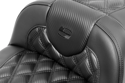 SADDLEMEN Roadsofa™ Extended Reach Seat - without Backrest - Carbon Fiber - Lattice Stitch - FLTR/FLHX '23-'24 823-07-20700