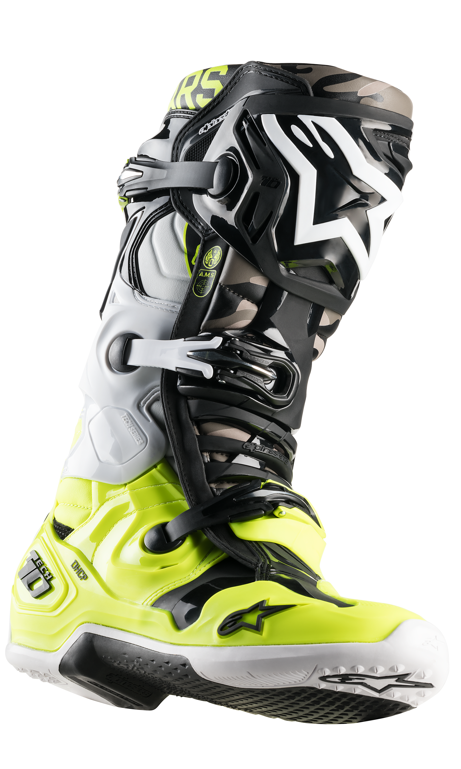 Tech 10 Boot Le Ams21 Black/Yellow Fluo/White Sz 8