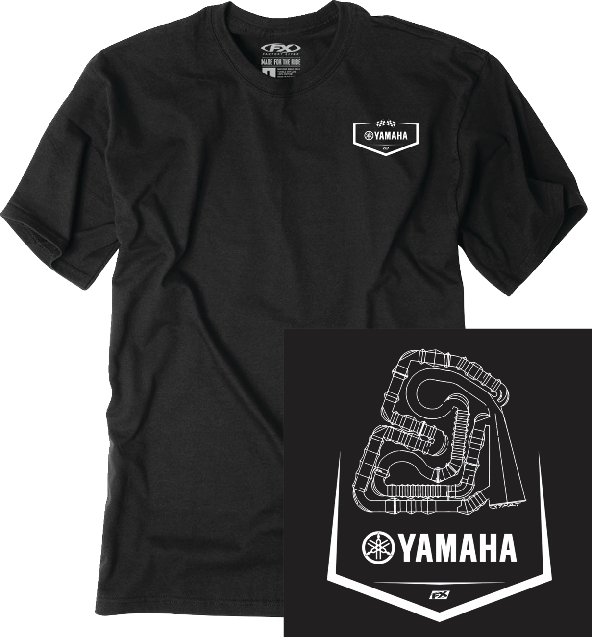 FACTORY EFFEX Yamaha Track T-Shirt - Black - Large 28-87204