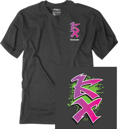 FACTORY EFFEX Kawasaki Retro KX T-Shirt - Heather Charcoal - Large 28-87114