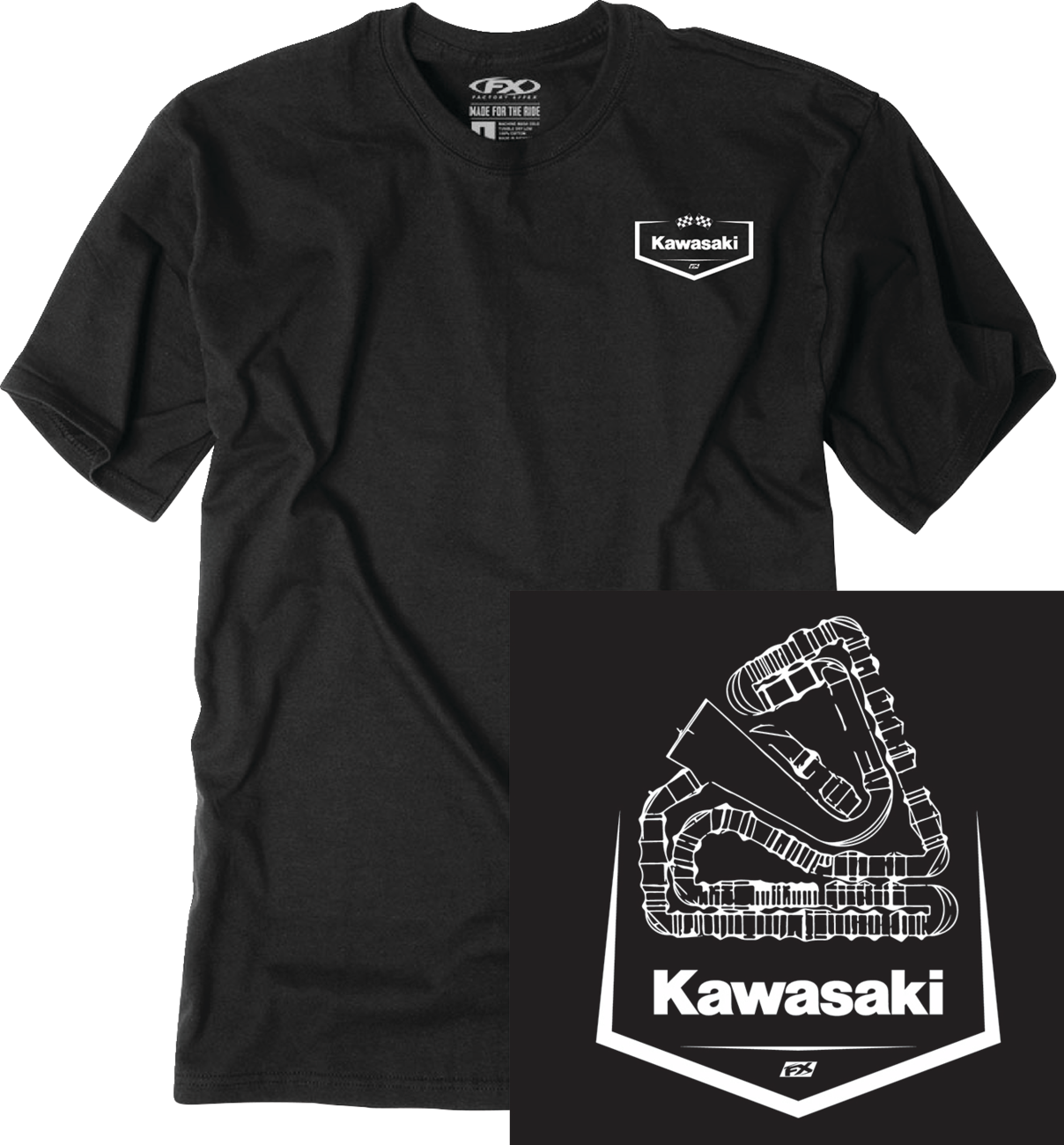 FACTORY EFFEX Kawasaki Track T-Shirt - Black - 2XL 28-87108