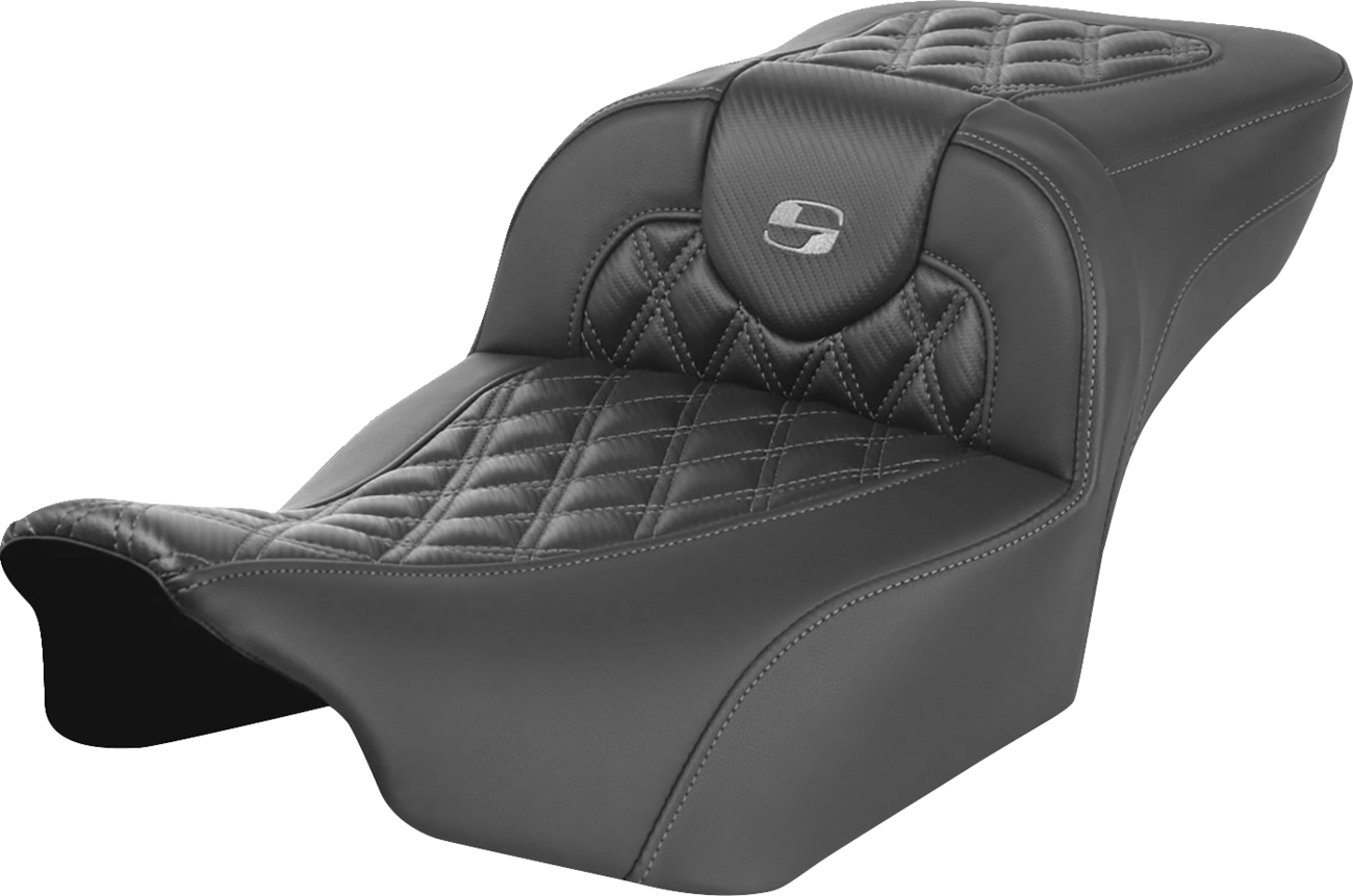 SADDLEMEN Roadsofa™ Extended Reach Seat - without Backrest - Lattice Stitch - Dark Gray Stitch - FL/FX '23-'24 823-07-20702