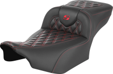 SADDLEMEN Roadsofa™ Extended Reach Seat - without Backrest - Lattice Stitch - Red Stitch - FLTR/FLHX '23-'24 823-07-20704