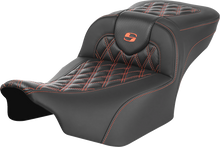 SADDLEMEN Roadsofa™ Extended Reach Seat - without Backrest - Lattice Stitch - Orange Stitch - FL/FX '23-'24 823-07-20703