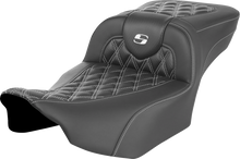 SADDLEMEN Roadsofa™ Extended Reach Seat - without Backrest - Lattice Stitch - White Stitch - FLTR/FLHX '23-'24 823-07-20706