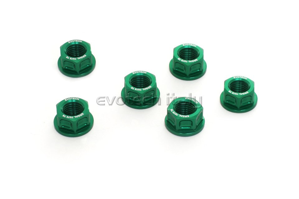 Evotech Srl Billet Aluminum Sprocket/Flange Nuts for Ducati, KTM, and Kawasaki (set of 6) - M10x1.25