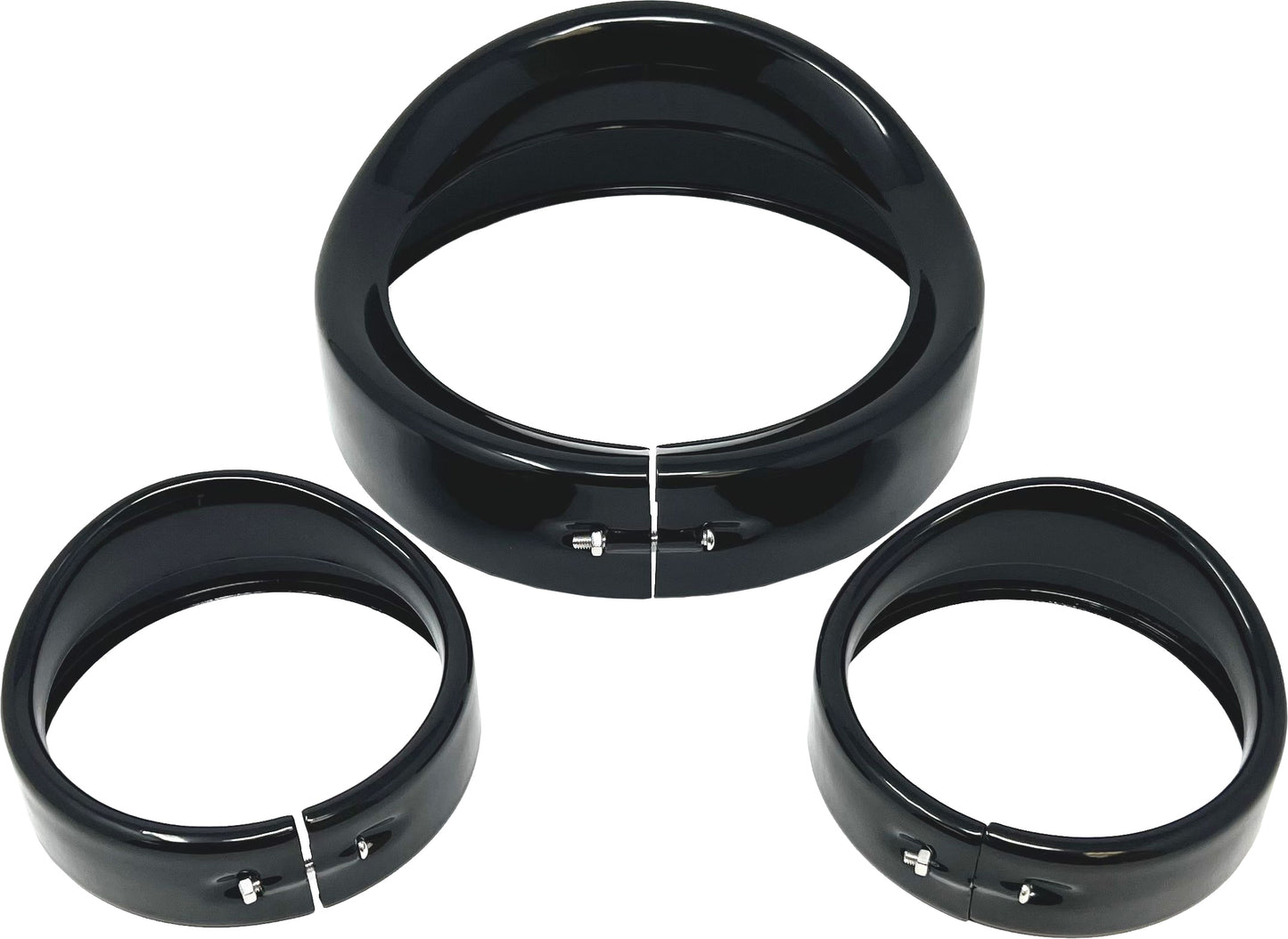 7" Gloss Blk Head/Pass Lights  Frenched Visor Kit
