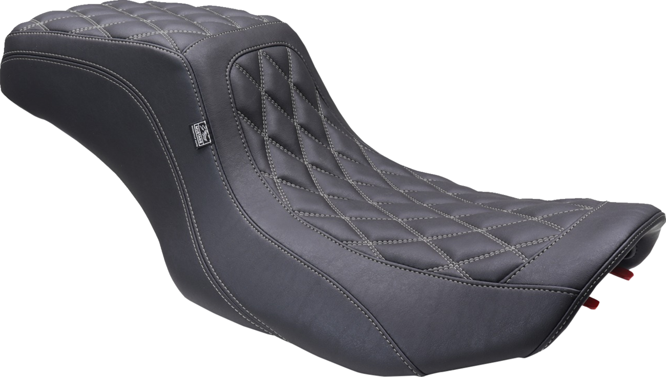 MUSTANG One Piece 2-Up Squareback Seat - Double Diamond - Gunmetal Stitch - FLH/FLT '23-'25 88415GM
