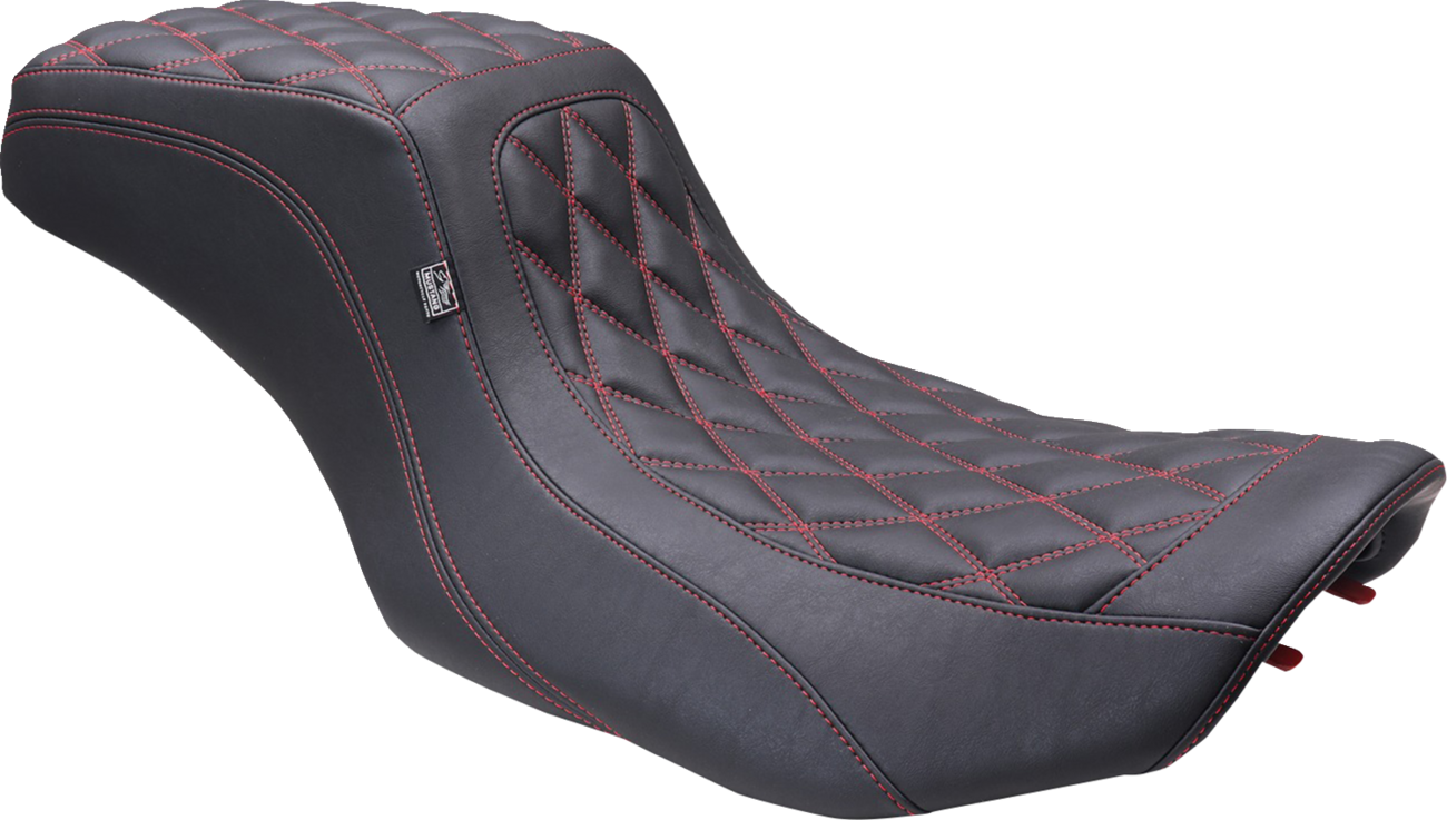 MUSTANG One Piece 2-Up Squareback Seat - Double Diamond - Black Cherry Stitch - FLH/FLT '23-'25 88415DC