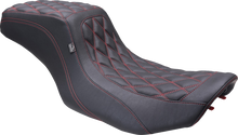 MUSTANG One Piece 2-Up Squareback Seat - Double Diamond - Black Cherry Stitch - FLH/FLT '23-'25 88415DC