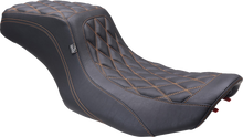 MUSTANG One Piece 2-Up Squareback Seat - Double Diamond - Orange Stitch - FLH/FLT '23-'25 88415MO