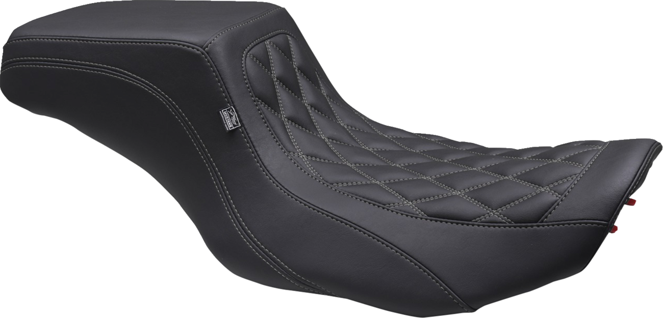 MUSTANG One Piece 2-Up Squareback Seat - Double Diamond - Gunmetal Stitch - FLH/FLT '23-'25 88416GM