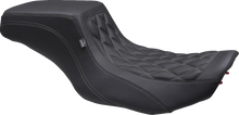 MUSTANG One Piece 2-Up Squareback Seat - Double Diamond - Gunmetal Stitch - FLH/FLT '23-'25 88416GM