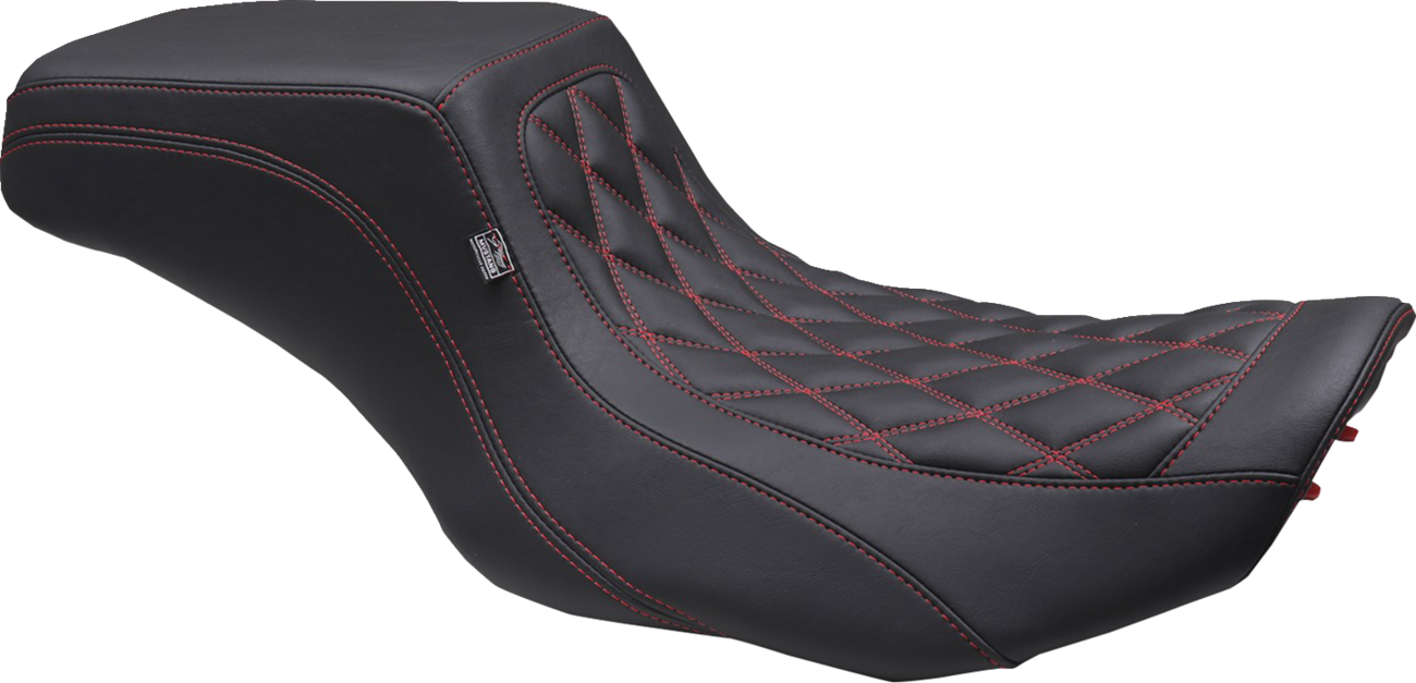 MUSTANG One Piece 2-Up Squareback Seat - Double Diamond - Black Cherry Stitch - FLH/FLT '23-'25 88416DC