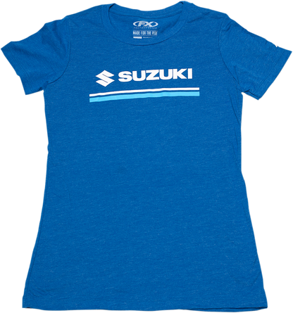 FACTORY EFFEX Women's Suzuki Stripes T-Shirt - Heather Royal Blue - Small 22-87430