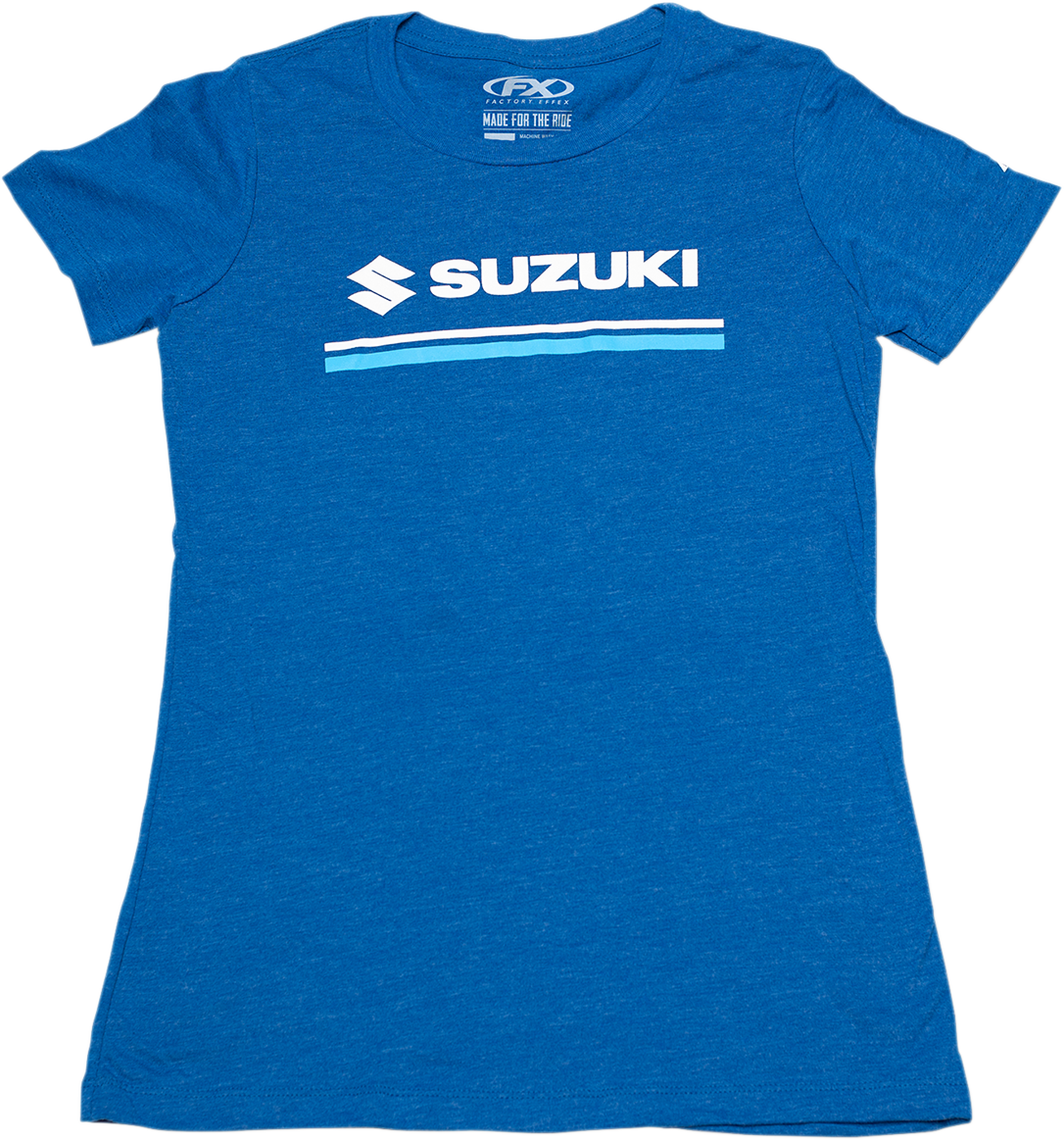 FACTORY EFFEX Women's Suzuki Stripes T-Shirt - Heather Royal Blue - Medium 22-87432
