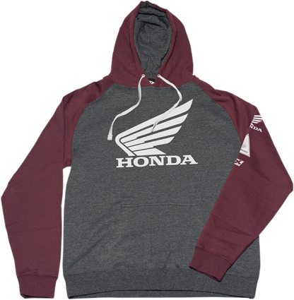 FACTORY EFFEX Honda Wing Hoodie - Charcoal/Burgundy - Large 22-88314