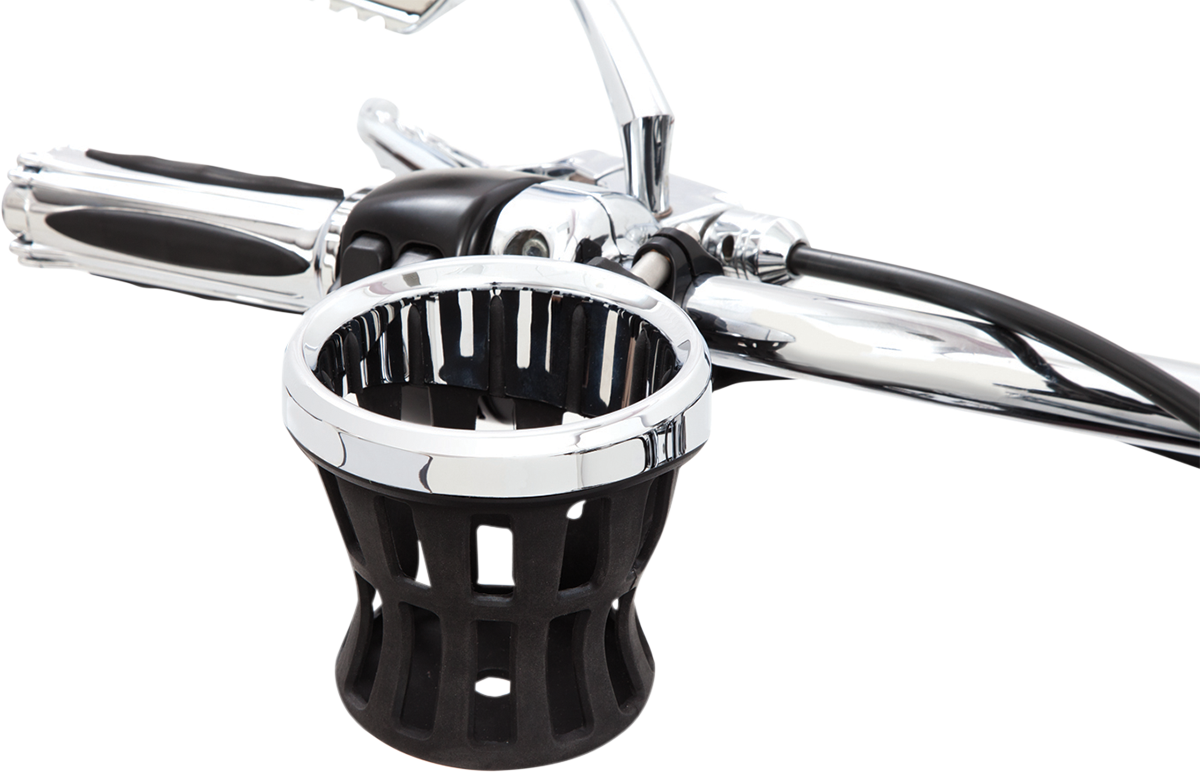 CIRO Drink Holder - 7/8"-1" Handlebar Mount - Chrome/Black Clamp 50413