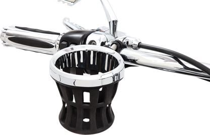 CIRO Drink Holder - 7/8"-1" Handlebar Mount - Chrome/Black Clamp 50413