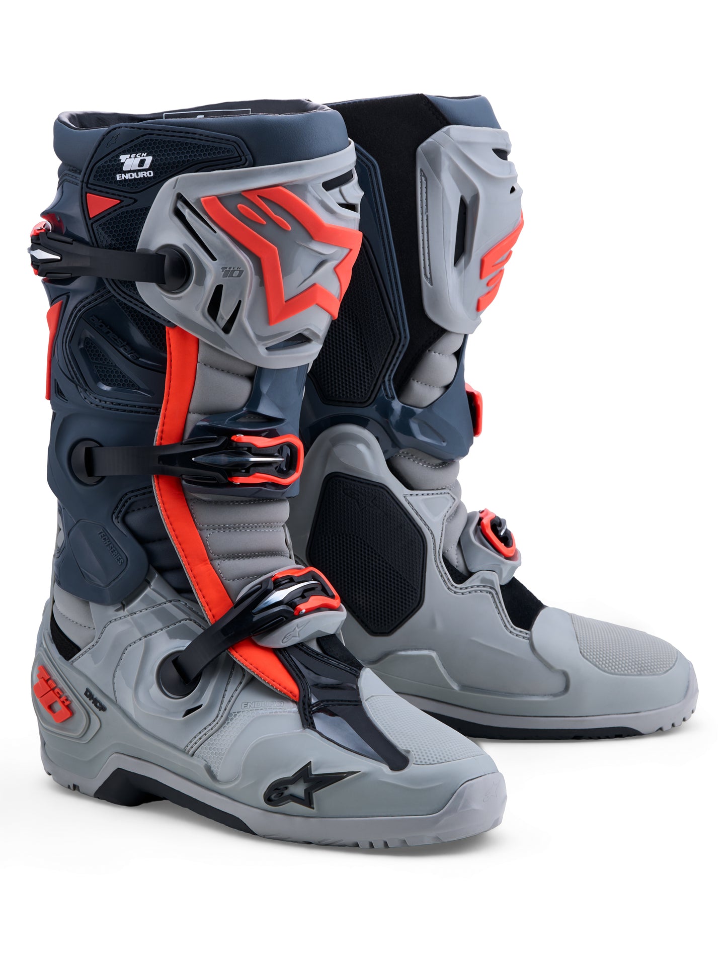 Tech 10 Enduro Boots Mid Gry/Drk Gry/Red Fluo 9