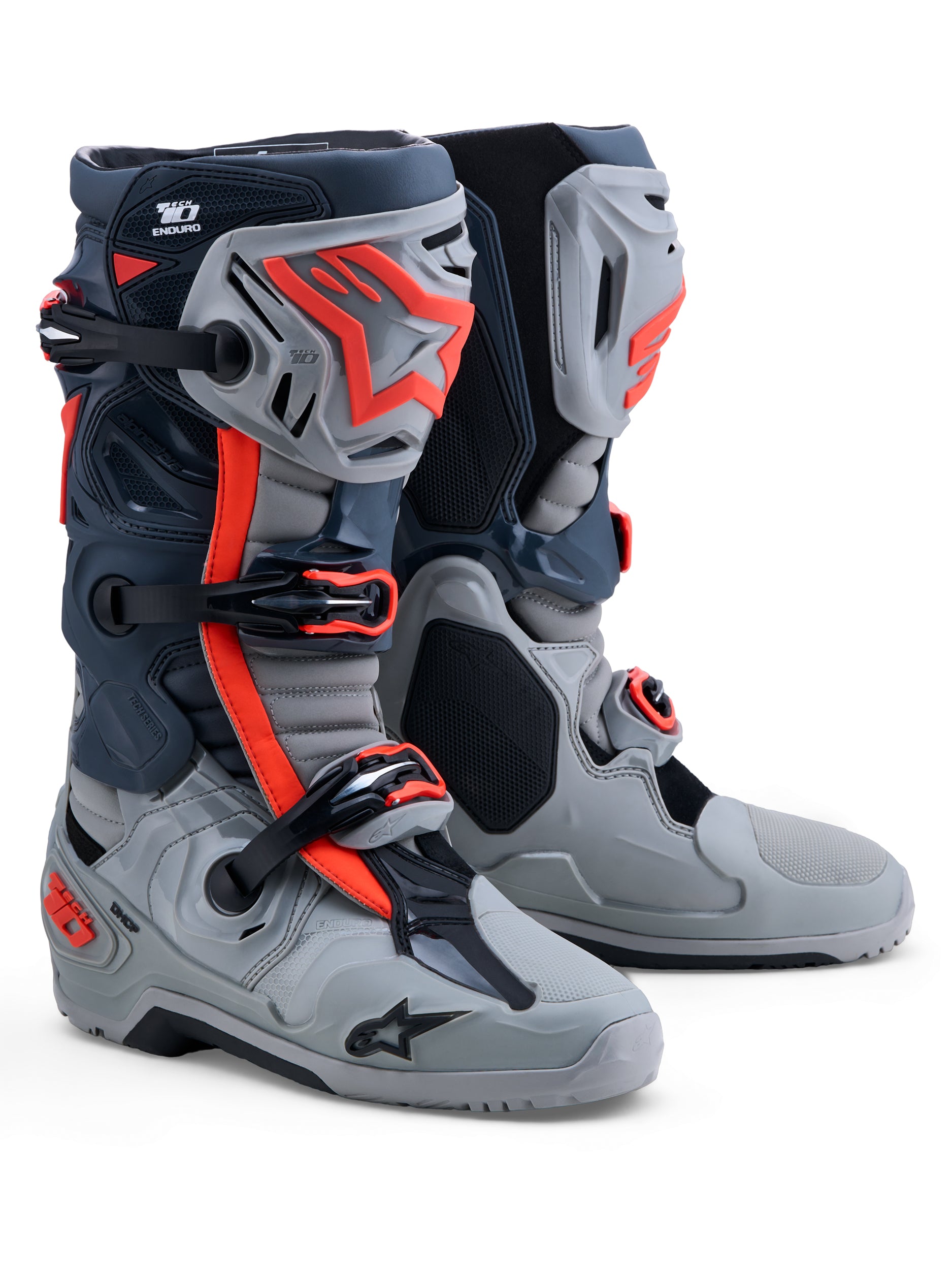 Tech 10 Enduro Boots Mid Gry/Drk Gry/Red Fluo 13