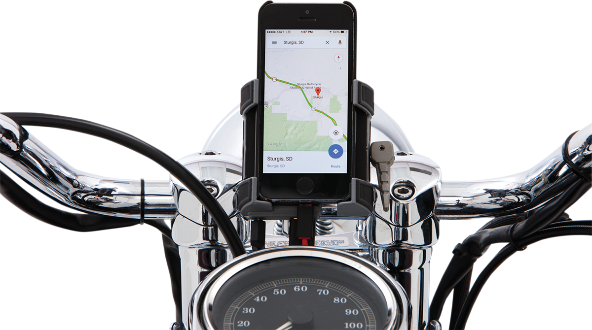 CIRO Phone Holder - 1-1/4" Handlebar Mount - Chrome 50314