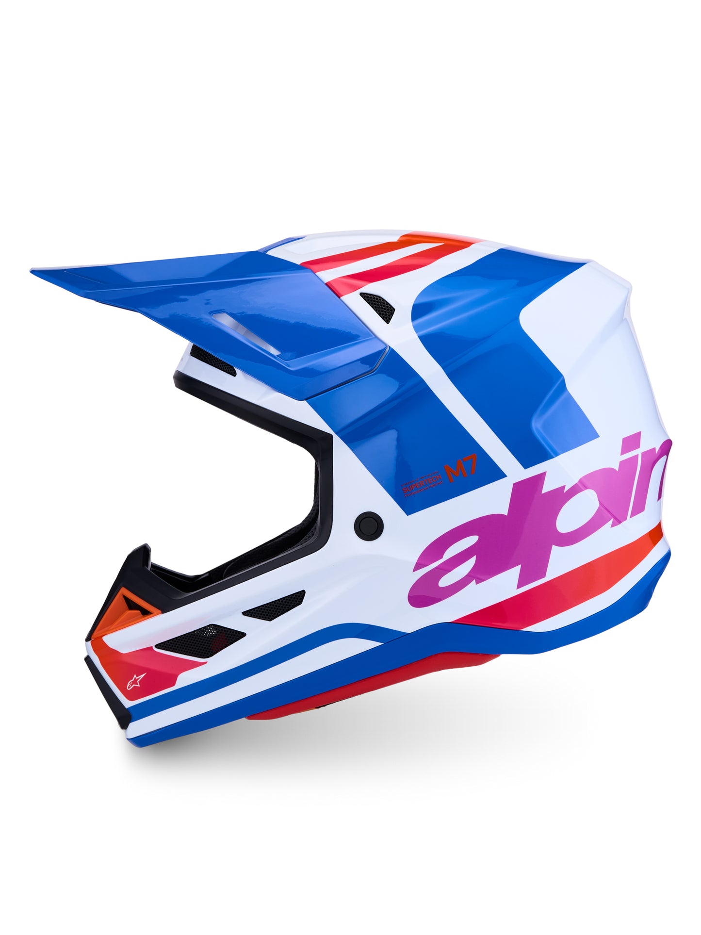 S M7 Core Helmet Ece06/Dot Wht/Blue/Org/Pink Glossy 2x