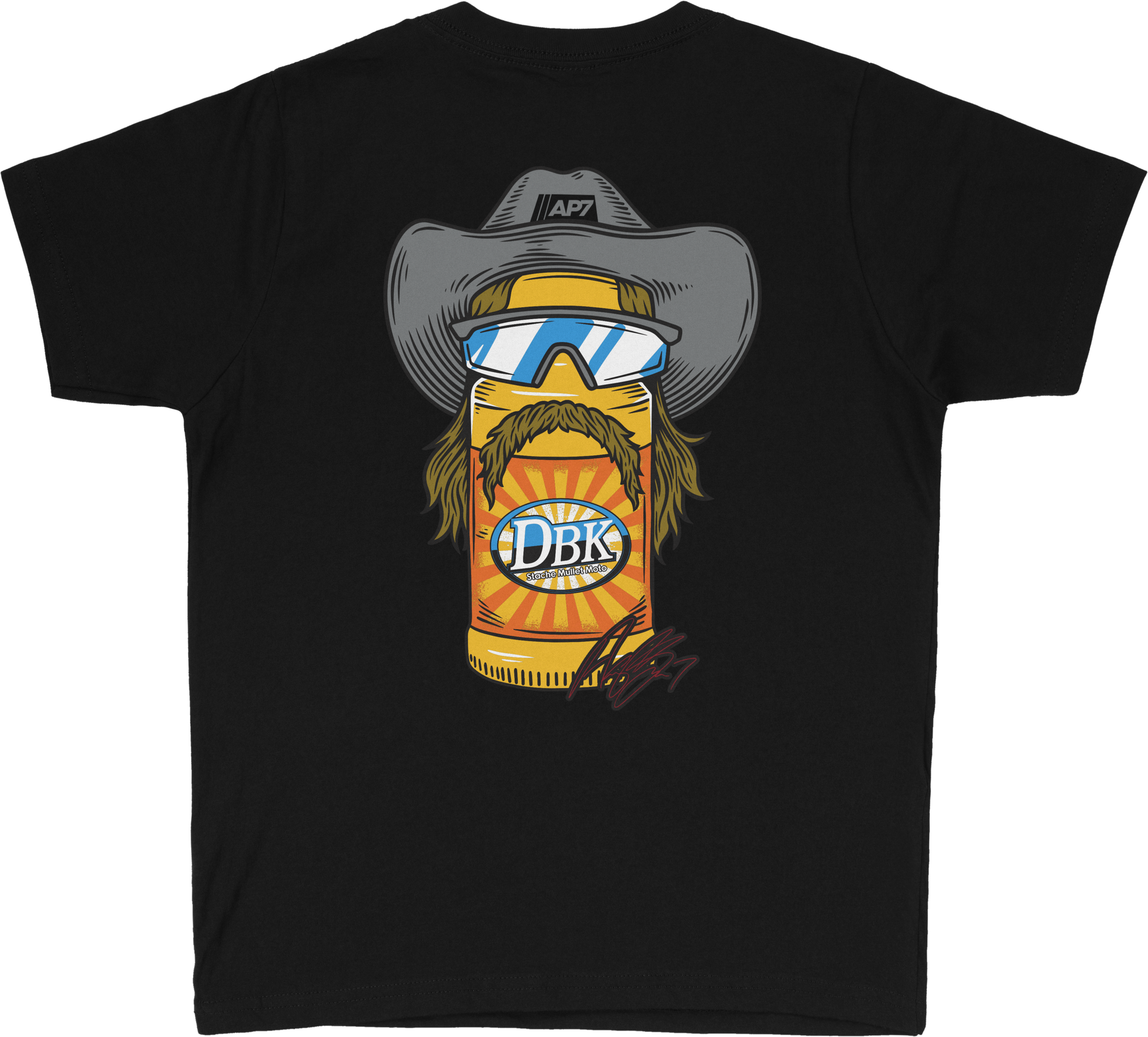 Stache Mullet Moto Youth Tee Black Yx