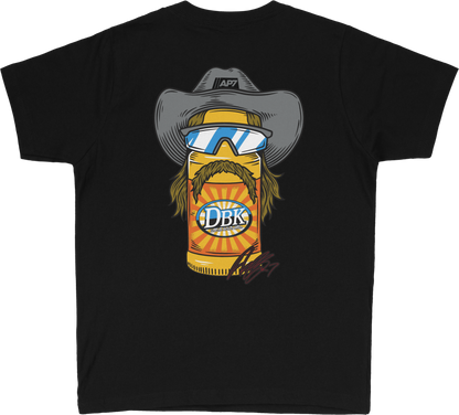 Stache Mullet Moto Youth Tee Black Ys