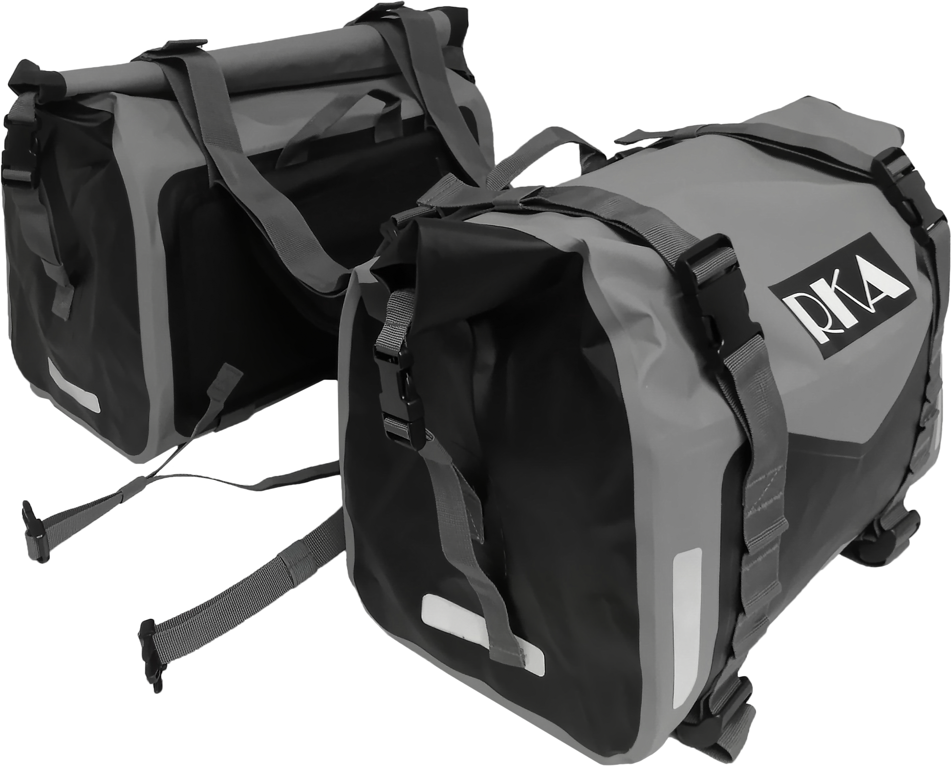 Rugged Motorcycle Saddlebags 30l Ea Black/Grey Pair
