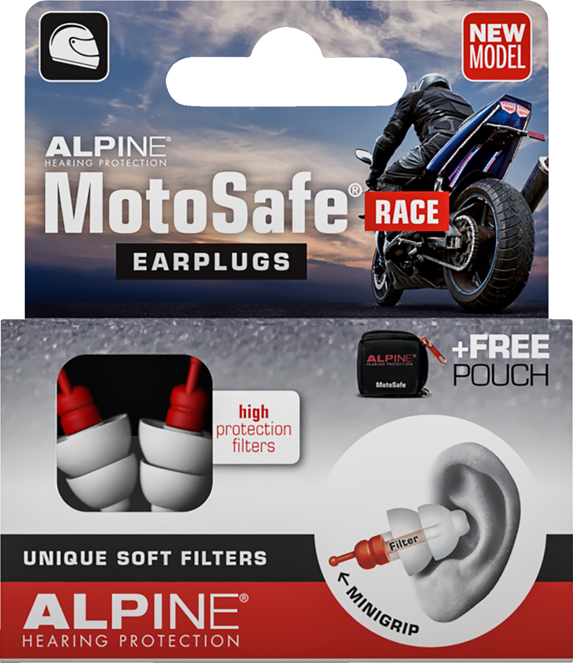 ALPINE HEARING PROTECTION MotoSafe Earplugs - Race 111.23.111