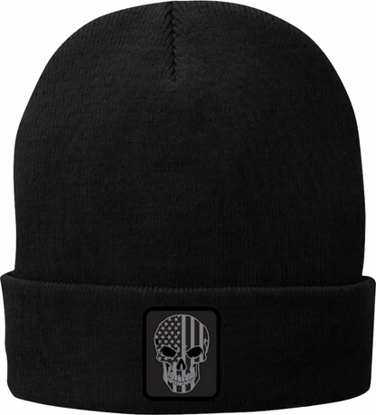 AMERICAN BIKER Mr Piston Flag Fleece-Lined Knit Beanie - Black ABBPISTON18H90BKOR