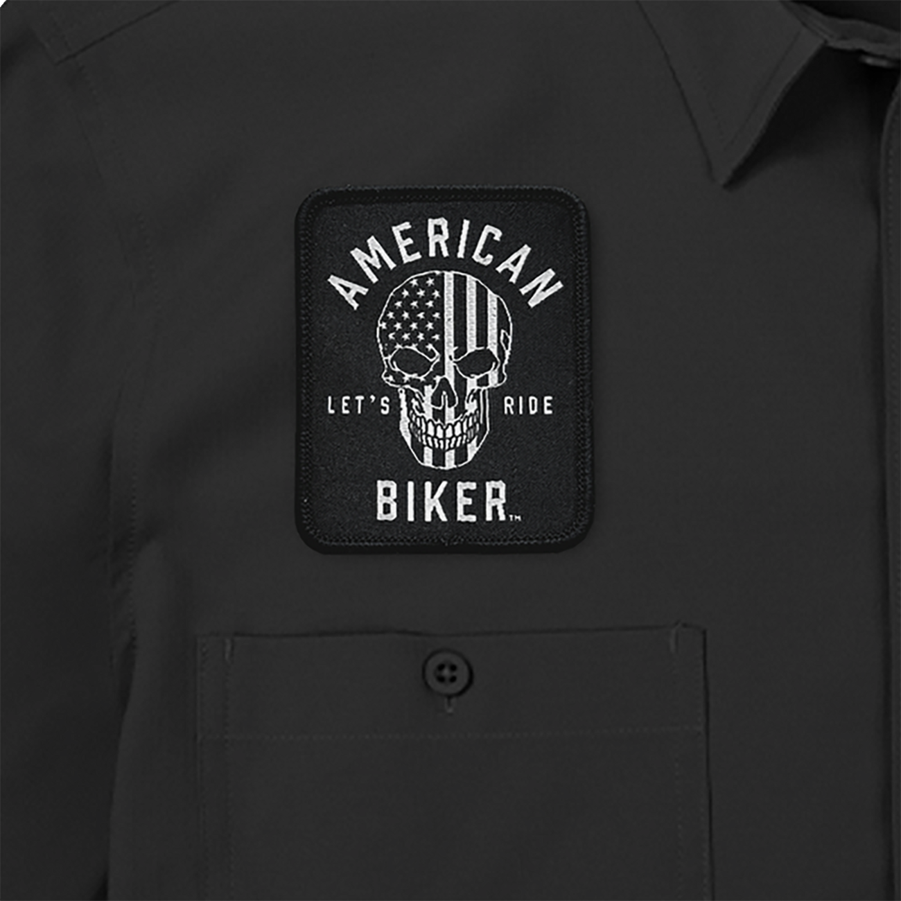 AMERICAN BIKER Biker Sam Lightweight Shirt - Black/White - 2XL ABBSAM07ST74BK2R