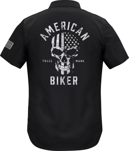 AMERICAN BIKER Biker Sam Lightweight Shirt - Black/White - 4XL ABBSAM07ST74BK4R