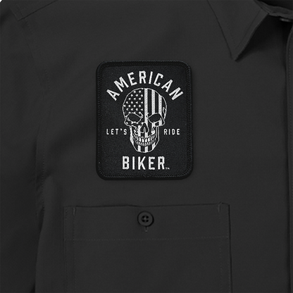 AMERICAN BIKER Biker Sam Lightweight Shirt - Black/White - 4XL ABBSAM07ST74BK4R