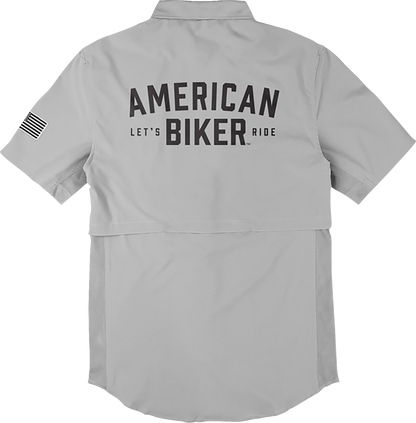 AMERICAN BIKER Let's Ride Vented Shirt - Gray/Black - Large ABBLETSRIDE16ST26GYL