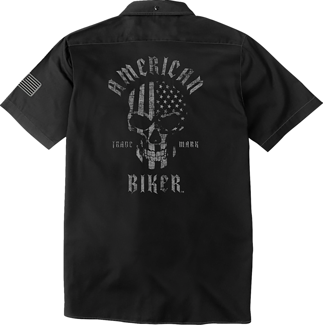 AMERICAN BIKER Biker Sam Contrast Stitch Shop Shirt - Black/Gray - 3XL ABBSAM16ST8BCH3R