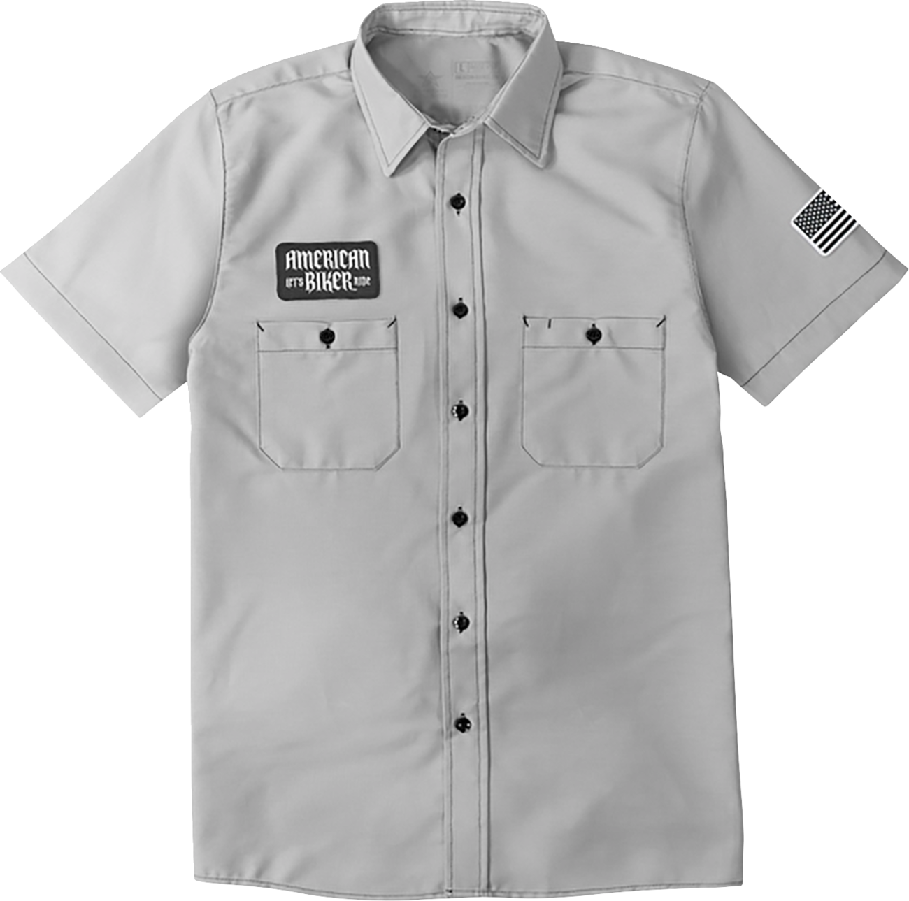 AMERICAN BIKER Biker Sam Contrast Stitch Shop Shirt - Gray/Black - Large ABBSAM17ST8SBLR