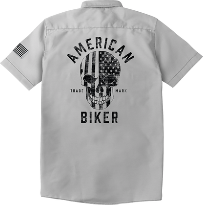 AMERICAN BIKER Biker Sam Contrast Stitch Shop Shirt - Gray/Black - 4XL ABBSAM17ST8SB4R