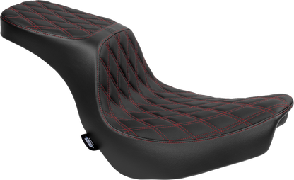 DRAG SPECIALTIES SEATS Predator 2-Up Seat - Vinyl - Double Diamond - Red Stitching - FLSB/FXLRS '18-'24 4688D