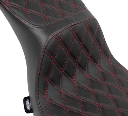 DRAG SPECIALTIES SEATS Predator 2-Up Seat - Vinyl - Double Diamond - Red Stitching - FLSB/FXLRS '18-'24 4688D