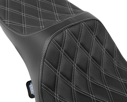 DRAG SPECIALTIES SEATS Predator III Seat - Extended Reach - Double Diamnd - Silver Stitching - FLH/FLT '08-'24 4687C
