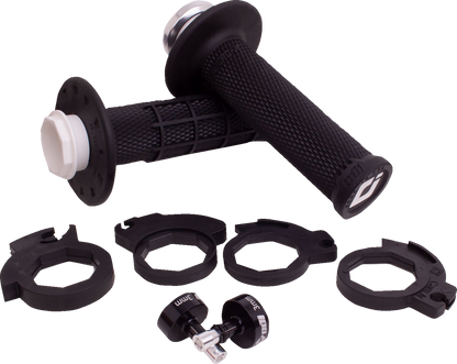 ODI Micro-X Half-Waffle v2 Lock-On Grips - Black/Silver H36MXB